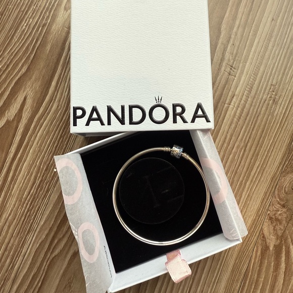 NWT Pandora Sparkling Barrel Clasp Bangle Charm Bracelet - Picture 11 of 11